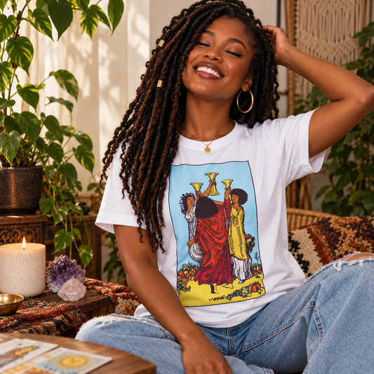 3 of Cups Tarot Card Shirt, African American Tarot, African Tarot Shirts, Black Tarot Deck