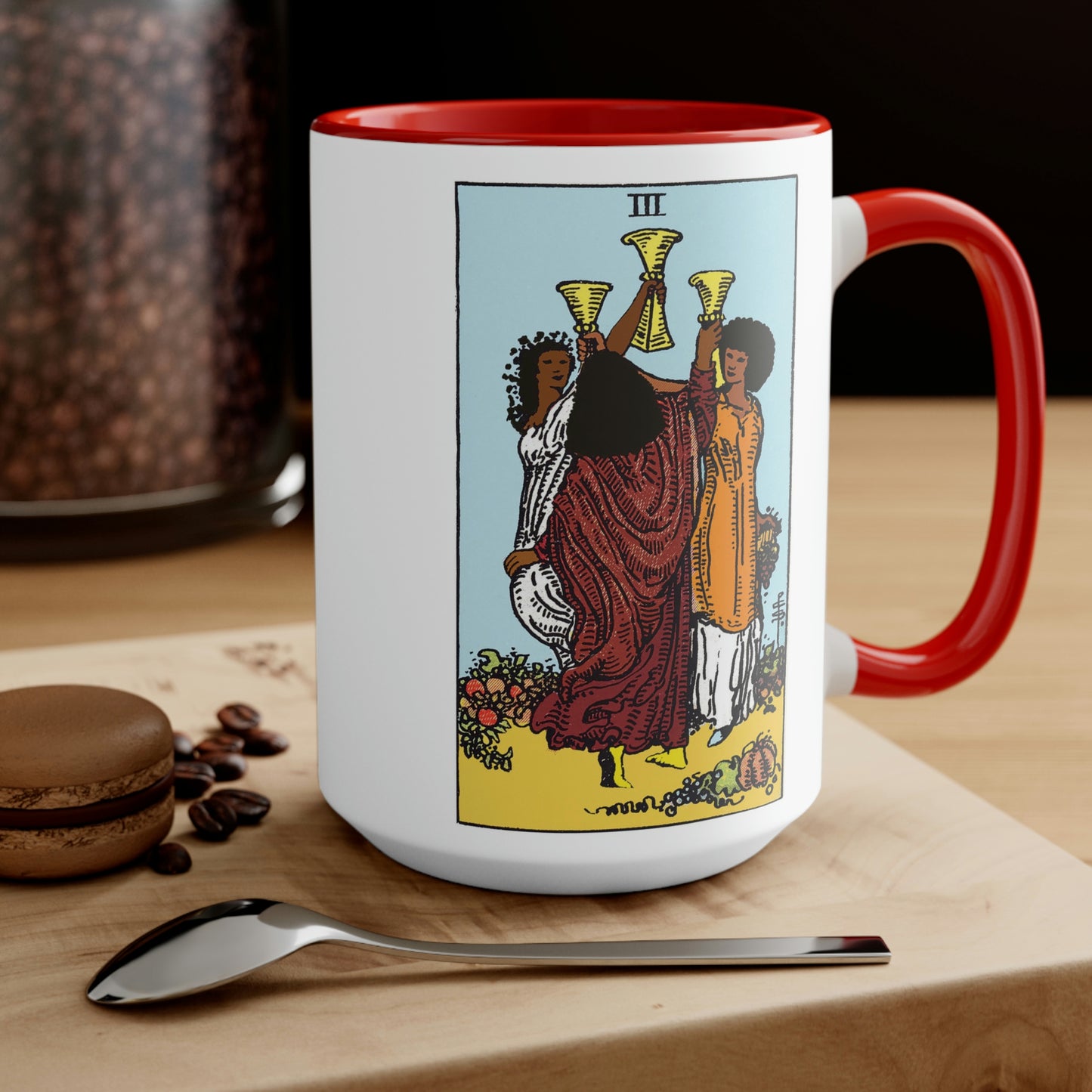 3 of Cups Accent Mug - African American Tarot Mug