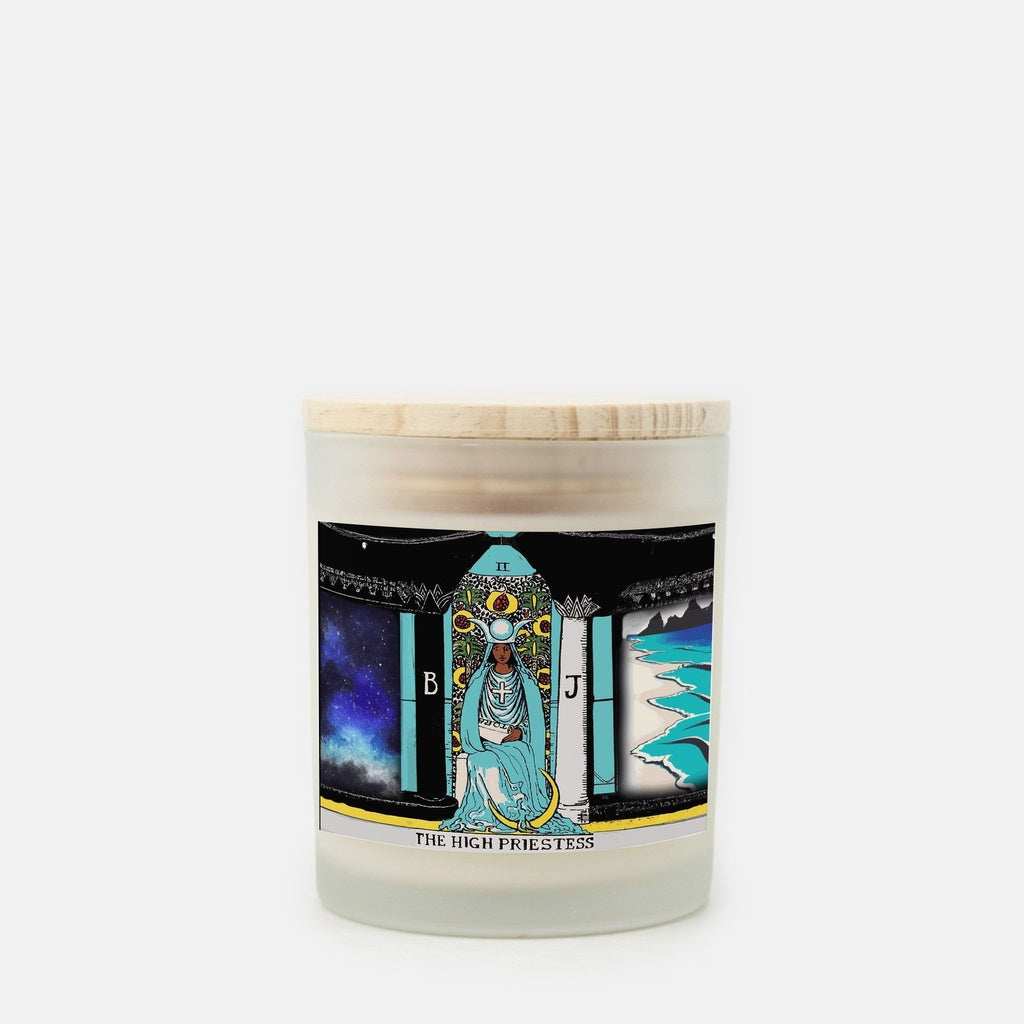 High Priestess Candle Frosted Glass | African American Tarot Candle (Hand Poured 11 oz)