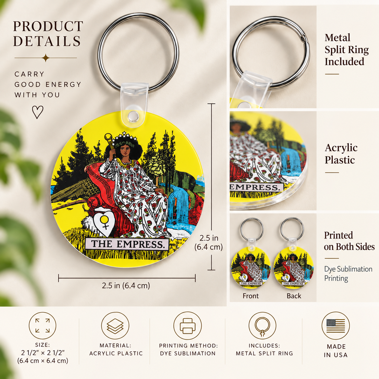 Tarot Empress Key Chain (Round)