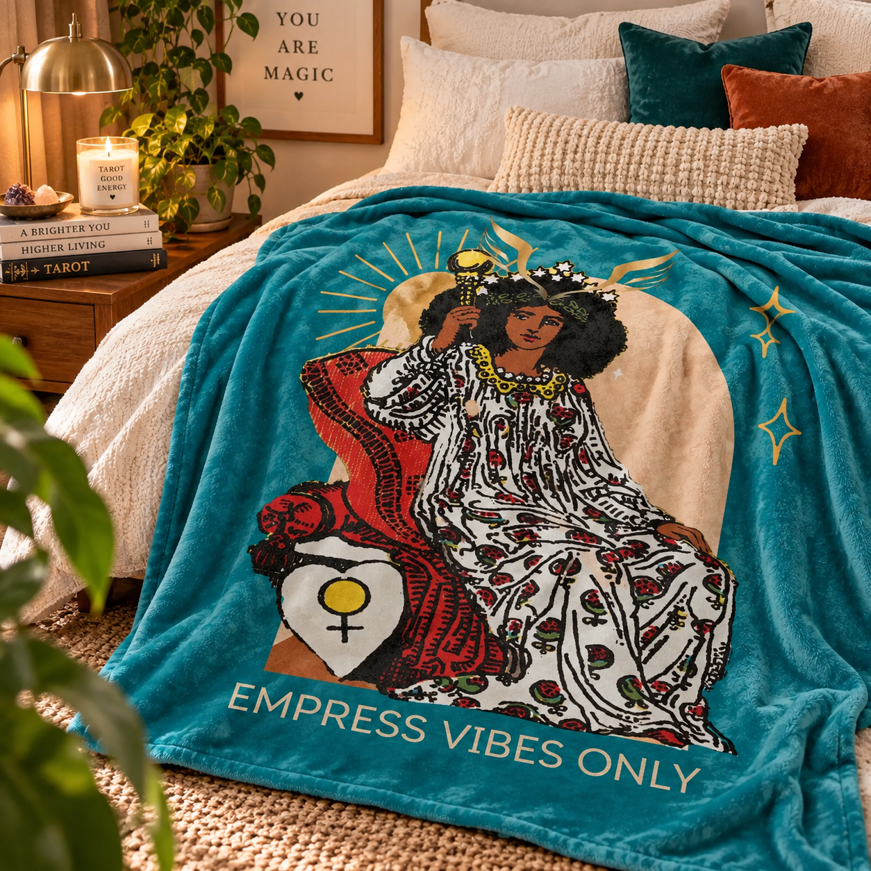 The Empress Velveteen Minky Blanket | African American Tarot